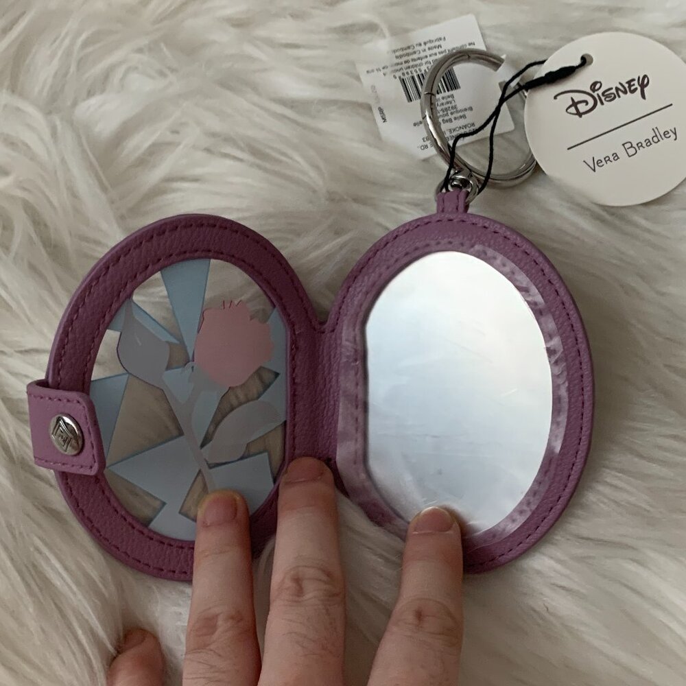 VERA BRADLEY X DISNEY Beauty and the Beast Rose Mirror Key Charm Ring - Picture 3 of 4